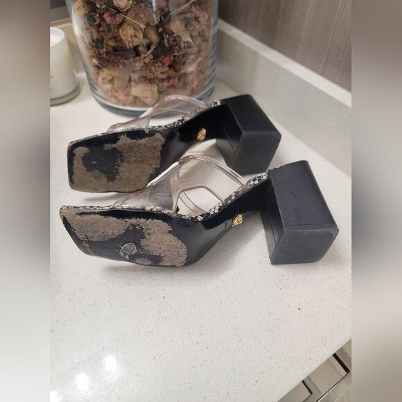 Versace 70 PVC Snakeskin sandal Sz 38 - Picture 6 of 11